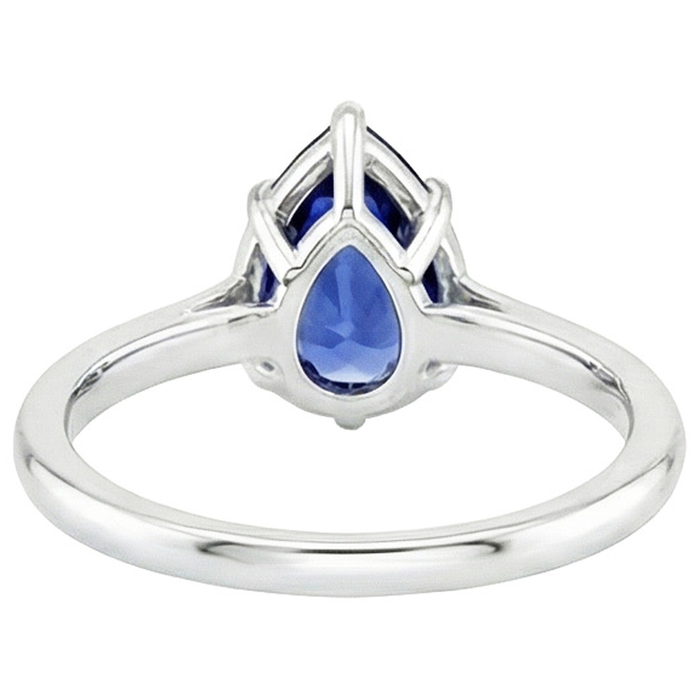 naturel pear saphir 2.50carats bague angle de côté