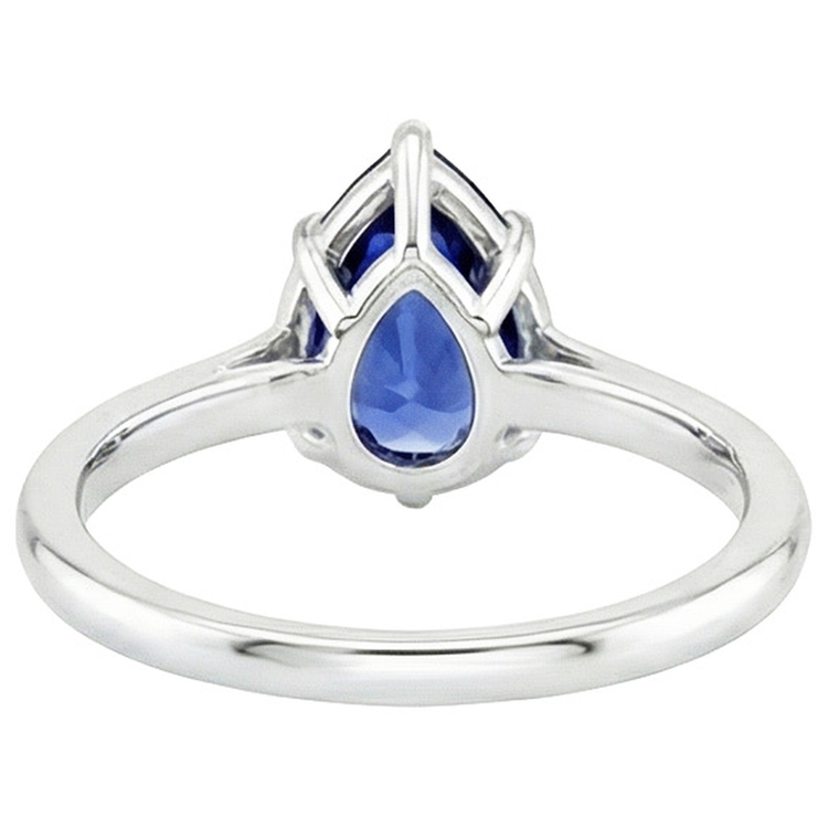 naturel pear saphir 2.50carats bague angle de côté