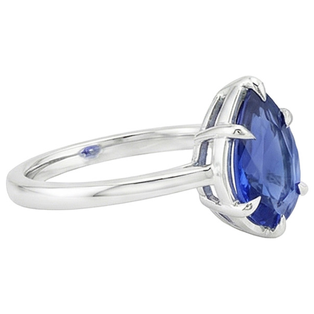 naturel pear saphir 2.50carats bague vue de dessus