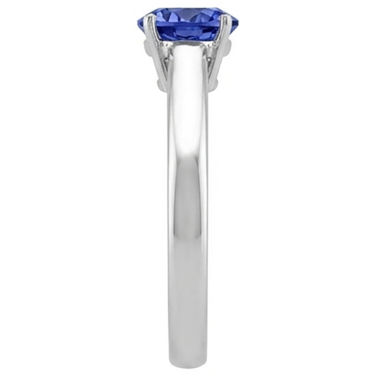 Bague Solitaire Tanzanite 2 Carats Nouvel Or Blanc 14K Massif