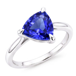 Bague Solitaire Trillion En Forme De Griffes Saphir Bleu 1.50 Carats