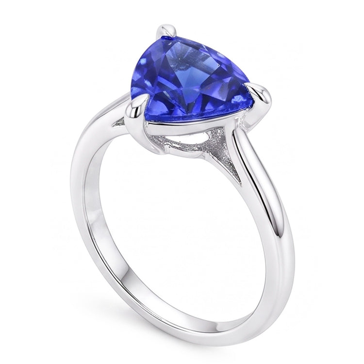 Bague Solitaire Trillion En Forme De Griffes Saphir Bleu 1.50 Carats