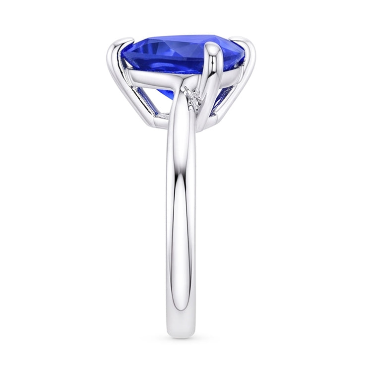 Bague Solitaire Trillion En Forme De Griffes Saphir Bleu 1.50 Carats