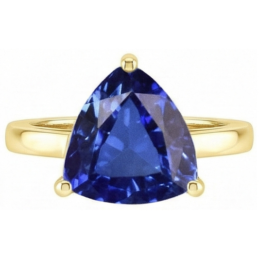 naturel trillion saphir 3carats bague angle de côté