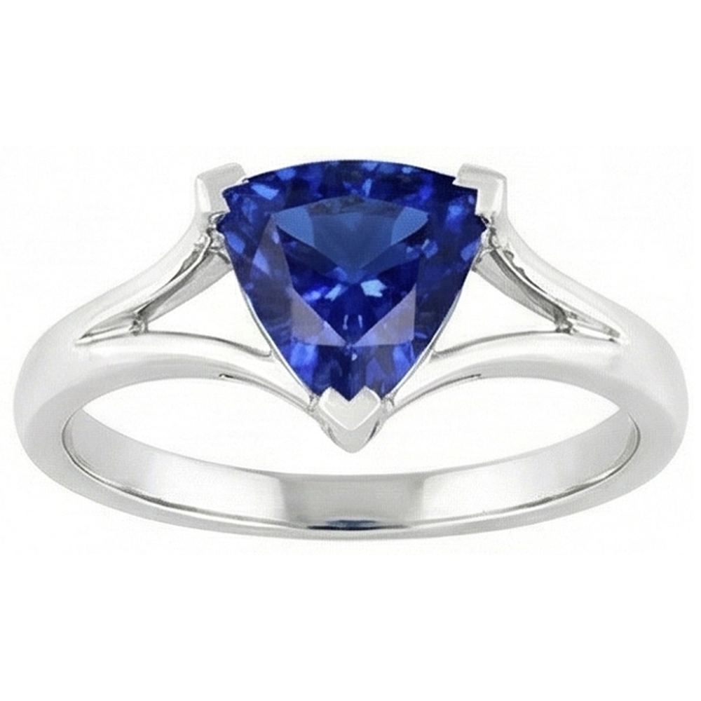 naturel trillion saphir 1.50carats bague angle de côté