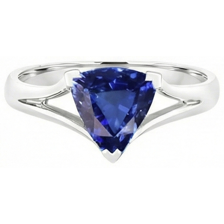 naturel trillion saphir 1.50carats bague vue de dessus