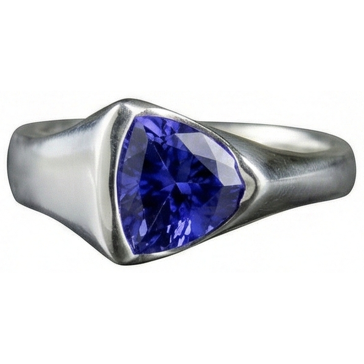 Bague Solitaire Trillion Tanzanite 1 Carat Or Blanc Nouveau