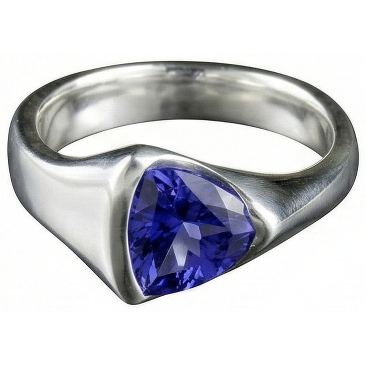 Bague Solitaire Trillion Tanzanite 1 Carat Or Blanc Nouveau