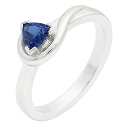 Bague Solitaire Trillion V Prong Bleu Saphir 0.50 Carats Style Torsadé