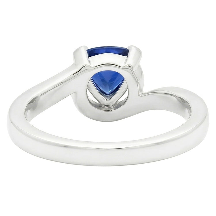 Bague Solitaire Trillion V Prong Bleu Saphir 0.50 Carats Style Torsadé
