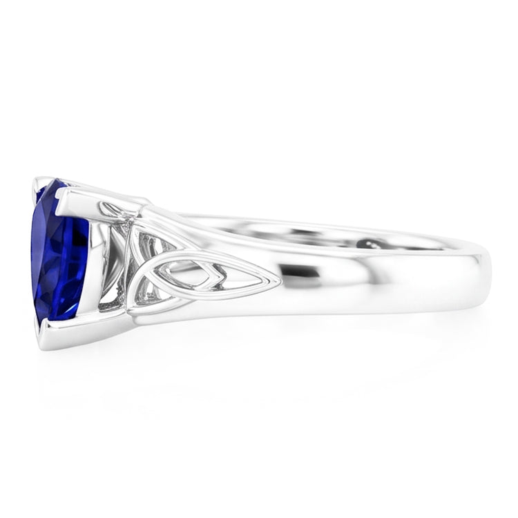 Bague Solitaire Trillion V Prong Bleu Saphir Style Antique 2 Carats