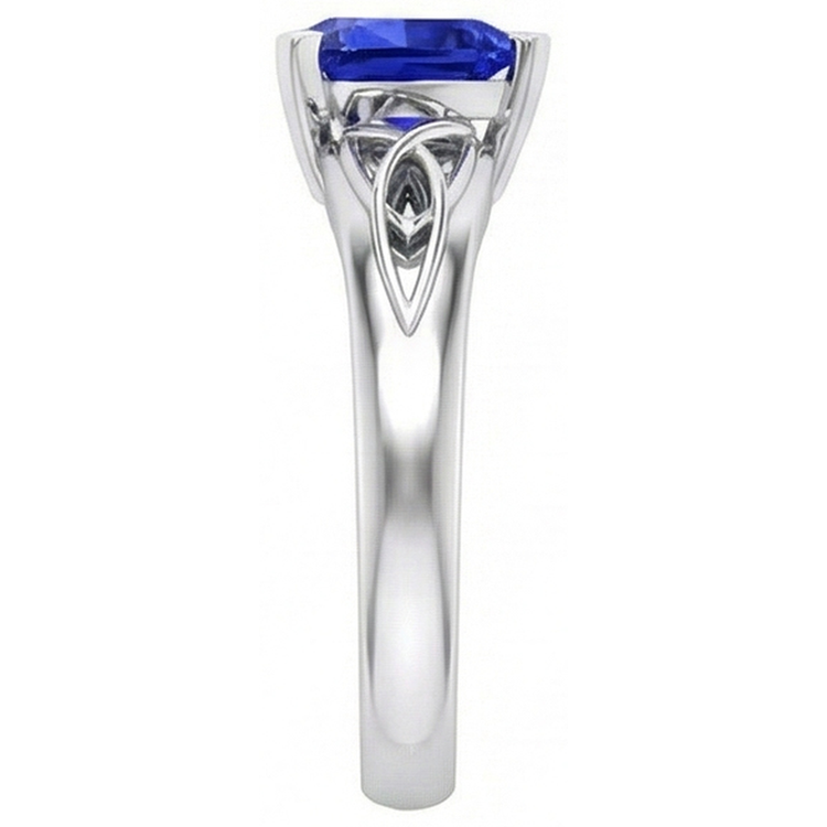 Bague Solitaire Trillion V Prong Bleu Saphir Style Antique 2 Carats