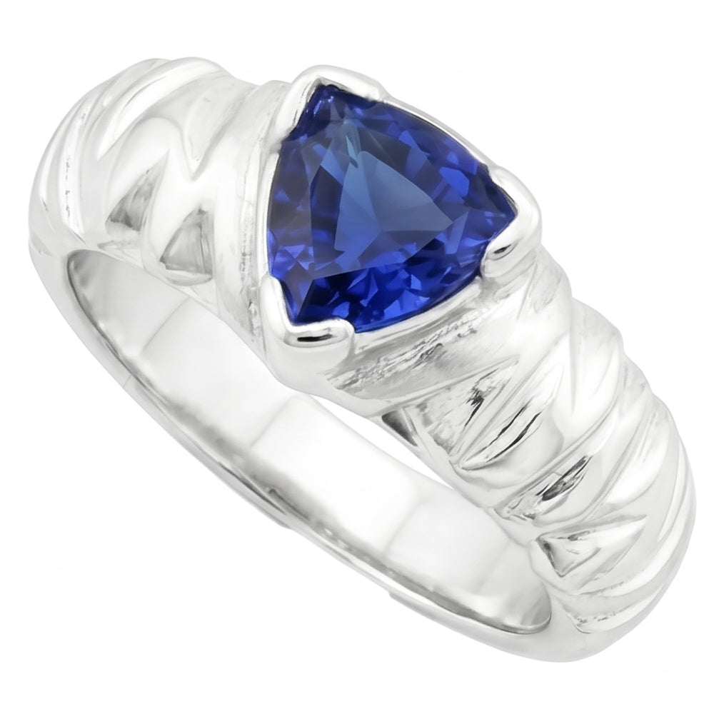 naturel trillion saphir 1carats bague vue de face