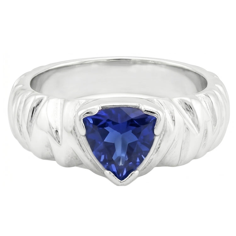 naturel trillion saphir 1carats bague angle de côté