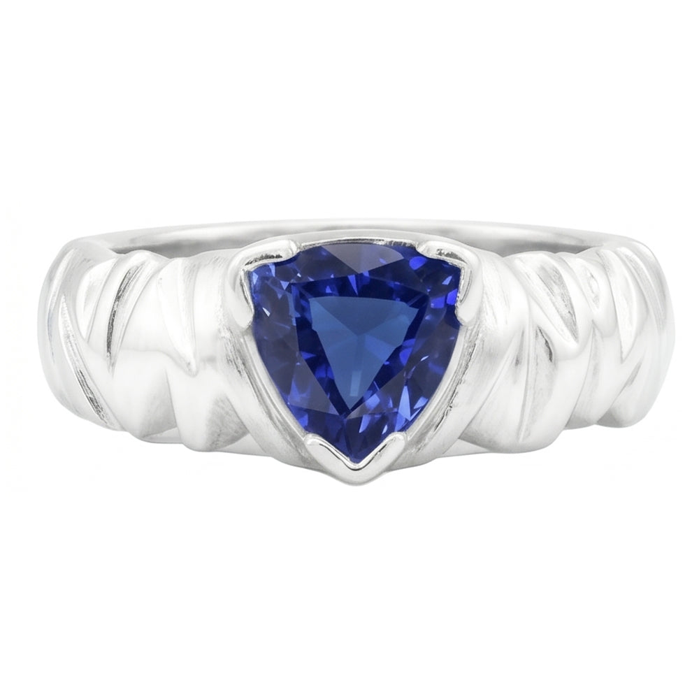 naturel trillion saphir 1carats bague vue de dessus