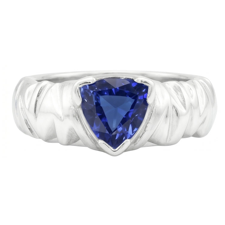 naturel trillion saphir 1carats bague vue de dessus