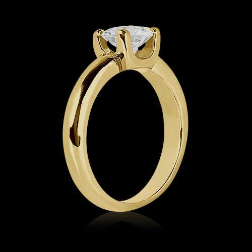 Bague Solitaire Véritable Diamant 0.75 Ct. Bijoux Neufs En Or Jaune