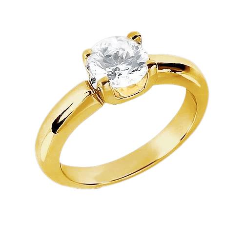 Bague Solitaire Véritable Diamant 0.75 Ct. Bijoux Neufs En Or Jaune