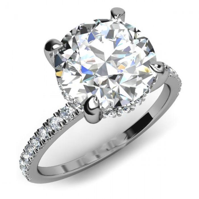 Bague Solitaire Véritable Diamant Avec Accents 2.85 Carats