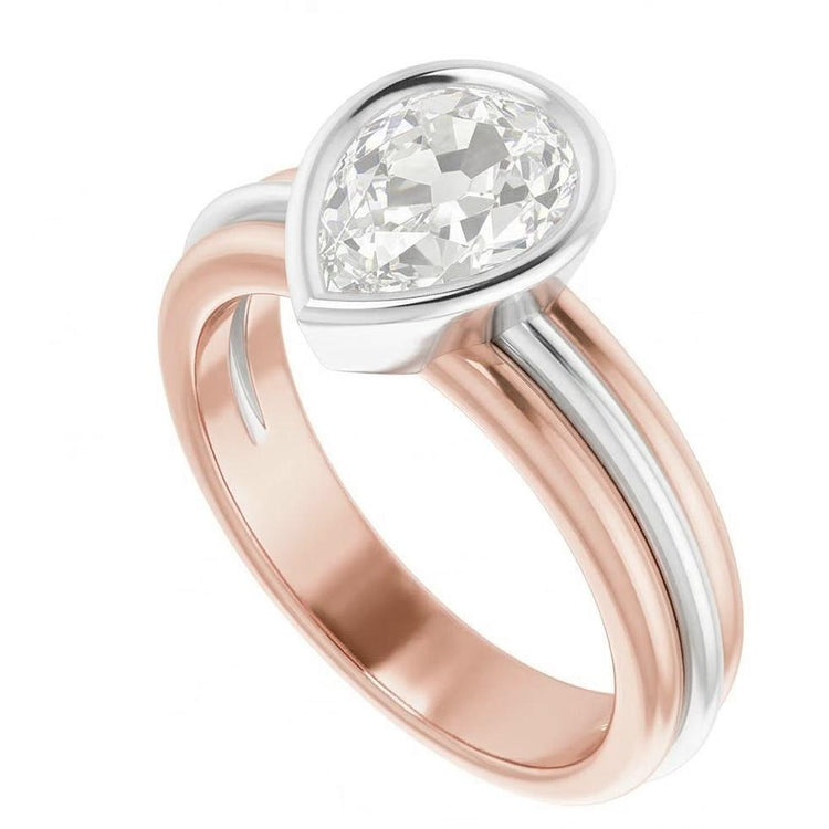 naturel pear diamant 2.20carats bague vue de dessus