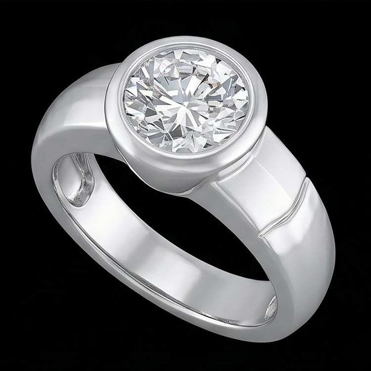 Bague Solitaire Véritable Diamant Naturels Extraits des Mines ( et non cultivés en laboratoire ) 2.50 Carats H Si1 Bijoux Pour Hommes