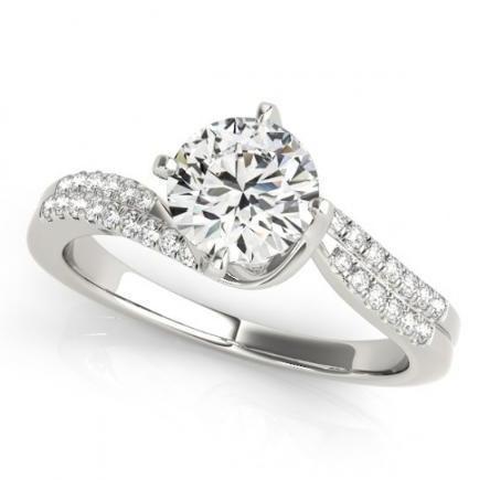Bague Solitaire Véritable Diamant Rond 1.35 Carats Avec Tige Torsadée Accents