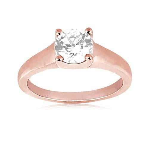 Bague Solitaire Véritable Diamant Rond 1.51 Carats Or Rose 14K Nouveau