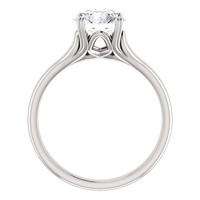 Bague Solitaire Véritable Diamant Rond 2 Carats Or Blanc 14K