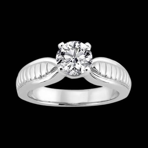 Bague Solitaire Véritable Diamant Rond 2.51 Carats Bijoux Or Blanc 14K