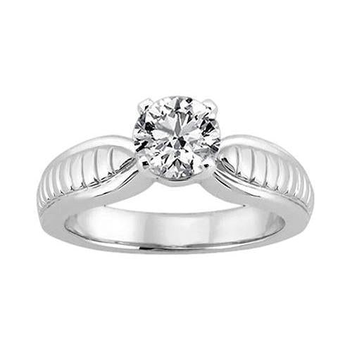 Bague Solitaire Véritable Diamant Rond 2.51 Carats Bijoux Or Blanc 14K