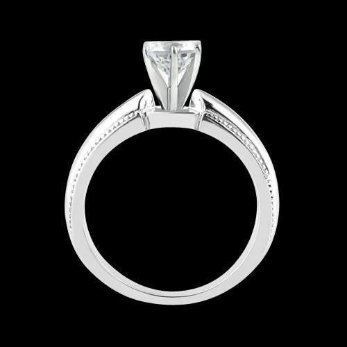 Bague Solitaire Véritable Diamant Style Antique Or Blanc 14K 1.01 Carat
