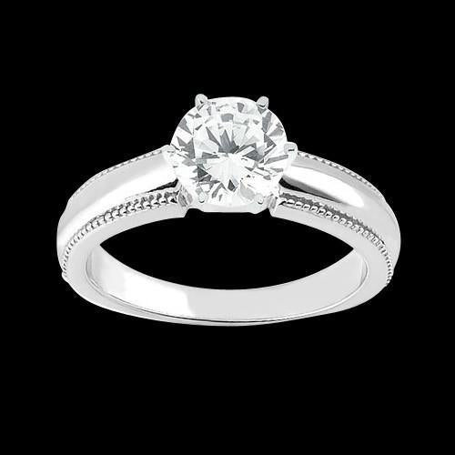 Bague Solitaire Véritable Diamant Style Antique Or Blanc 14K 1.01 Carat