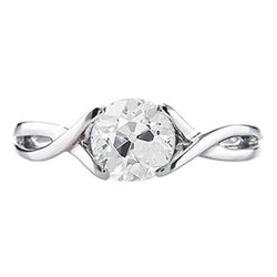 Bague Solitaire Véritable Diamant Taille Ancienne Mine 1 Carat Tige Fendue Bijoux Femme