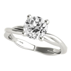 Bague Solitaire Vieux Mineur Réel Diamant Griffe Torsadée Tige 2 Carats