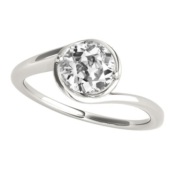 Bague Solitaire Vieux mineur Réel Diamant Tige Torsadée Bijoux Femme 2 Carats