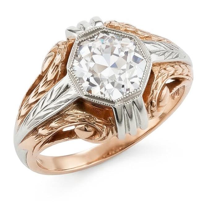 naturel round diamant 2carats bague angle de côté