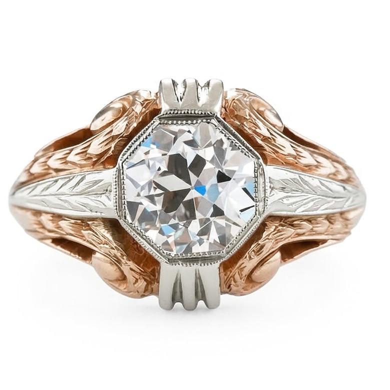 naturel round diamant 2carats bague détail rapproché
