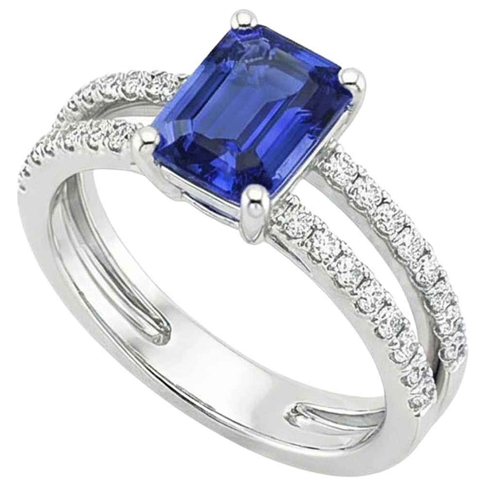 naturel round saphir 4.50carats bague angle de côté
