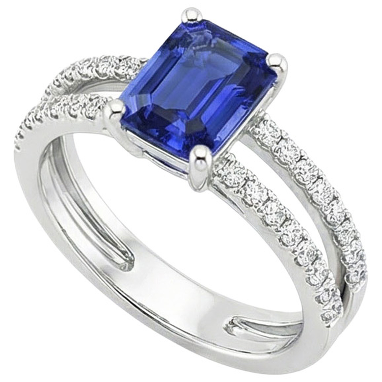 naturel round saphir 4.50carats bague angle de côté