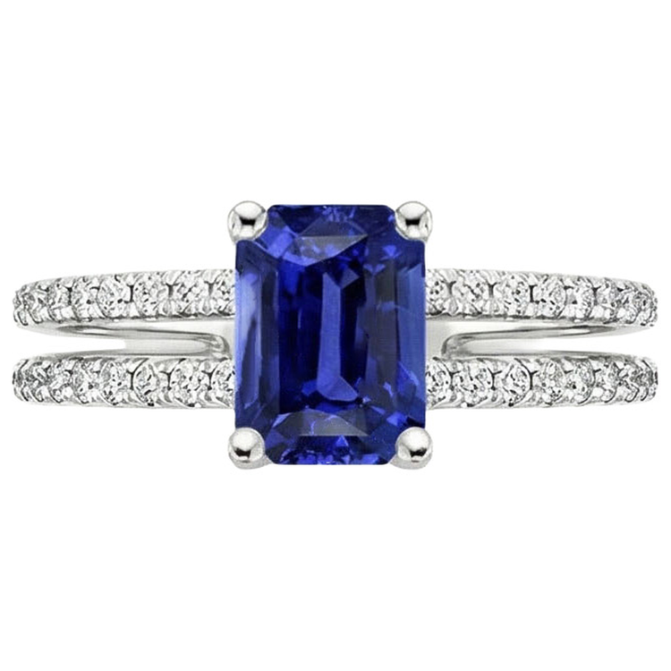 naturel round saphir 4.50carats bague vue de profil