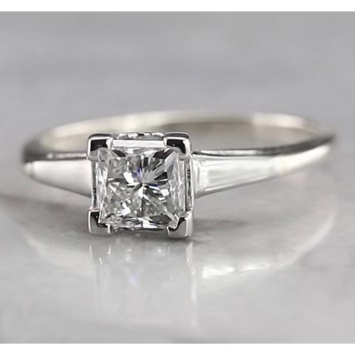 Bague Solitaire de Fiançailles Radiant Réel Diamant 1 Carat Or Blanc 14K
