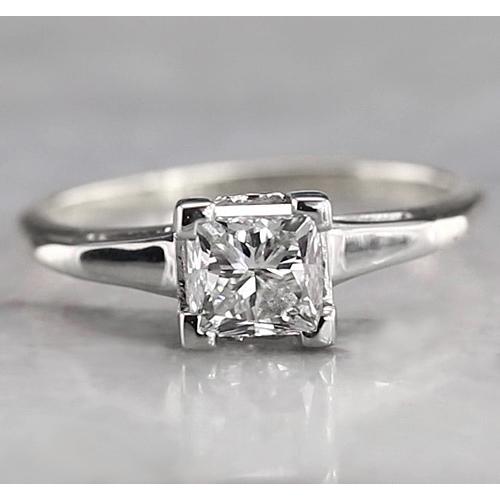 Bague Solitaire de Fiançailles Radiant Réel Diamant 1 Carat Or Blanc 14K