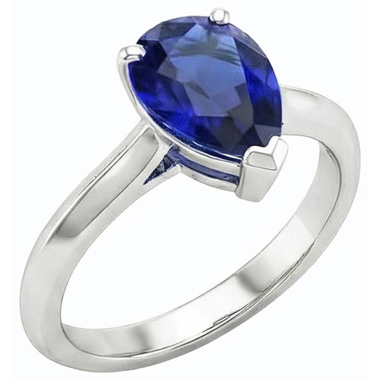 Bague Solitaire de Fiançailles Taille Poire Saphir Sri Lankais 2 Carats