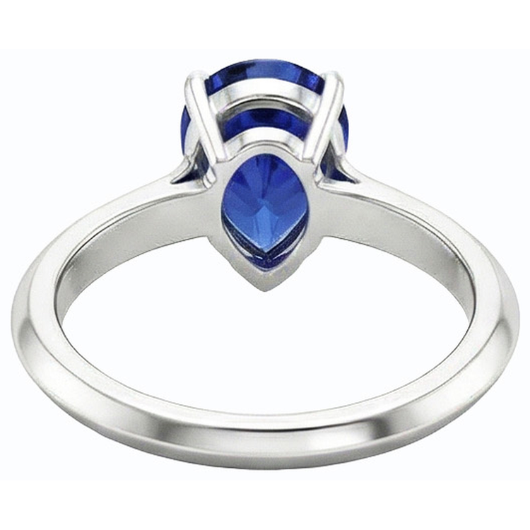Bague Solitaire de Fiançailles Taille Poire Saphir Sri Lankais 2 Carats