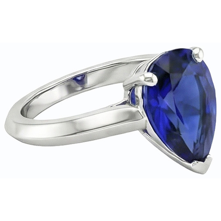 Bague Solitaire de Fiançailles Taille Poire Saphir Sri Lankais 2 Carats