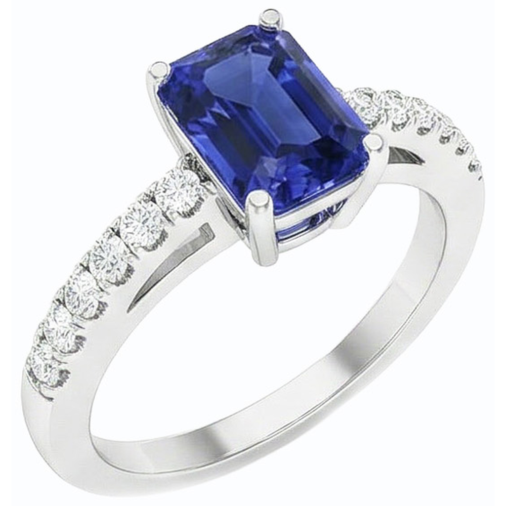 naturel round saphir 3.50carats bague vue de face