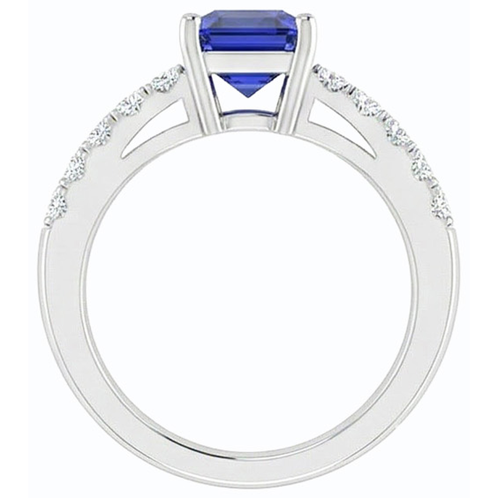 naturel round saphir 3.50carats bague vue de profil