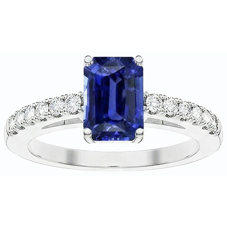 naturel round saphir 3.50carats bague angle de côté