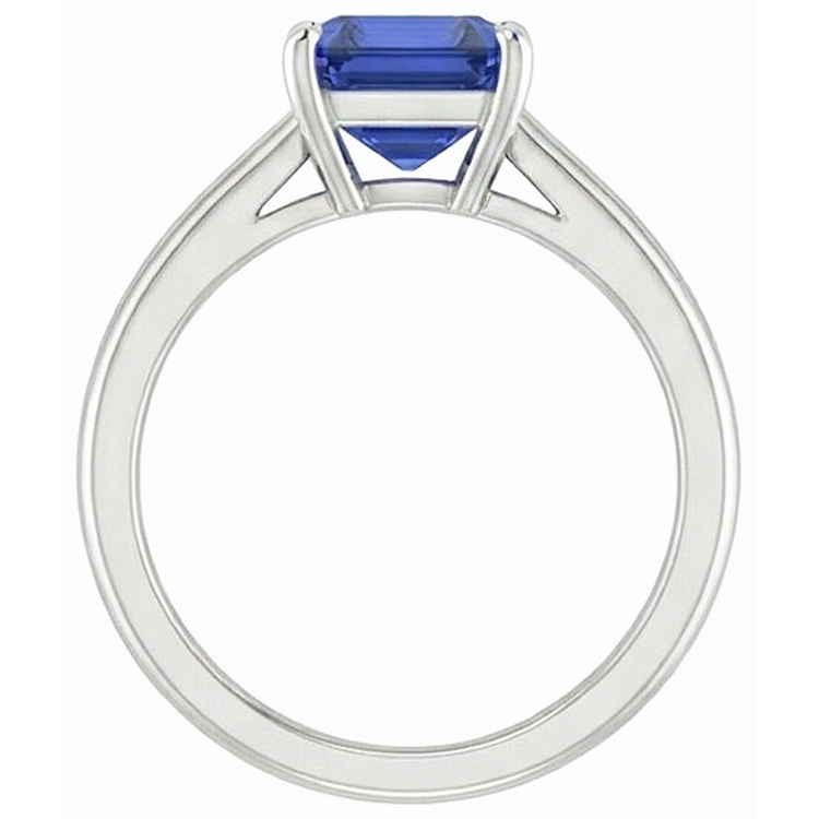 Bague Solitaire émeraude Ceylan Saphir Or Blanc 14K 1.50 Carats