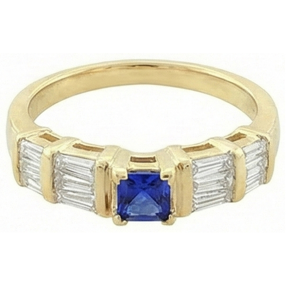 Bague Sri Lanka Saphir Bleu 2.51 Carat Or Jaune 14K